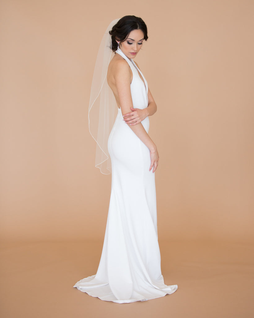 Fingertip Length Veil with Rolled Edge