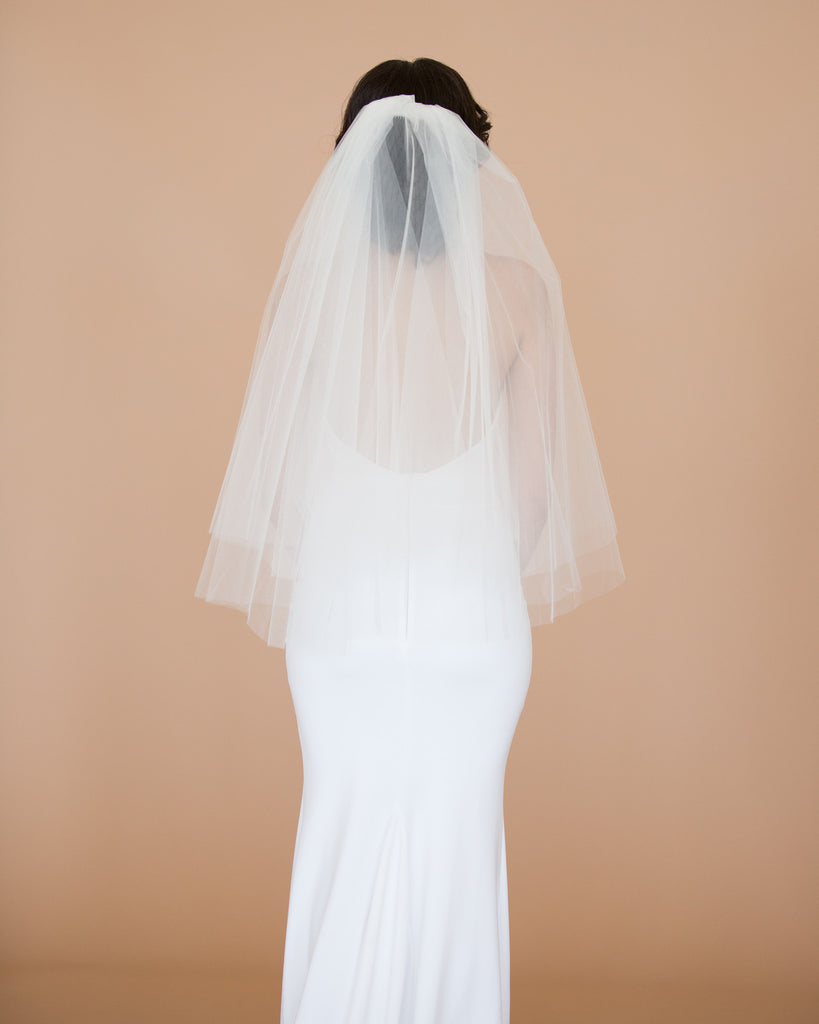 2 Tiered Raw Edge Elbow Length Veil