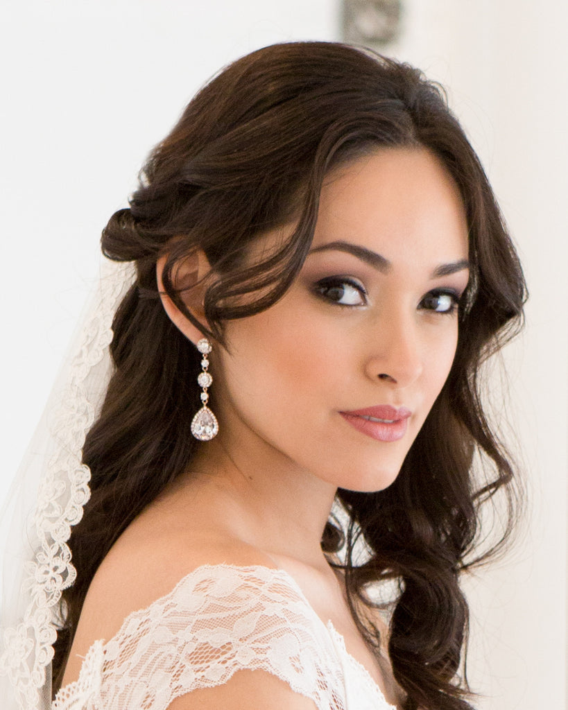 Rose Gold Wedding Earrings
