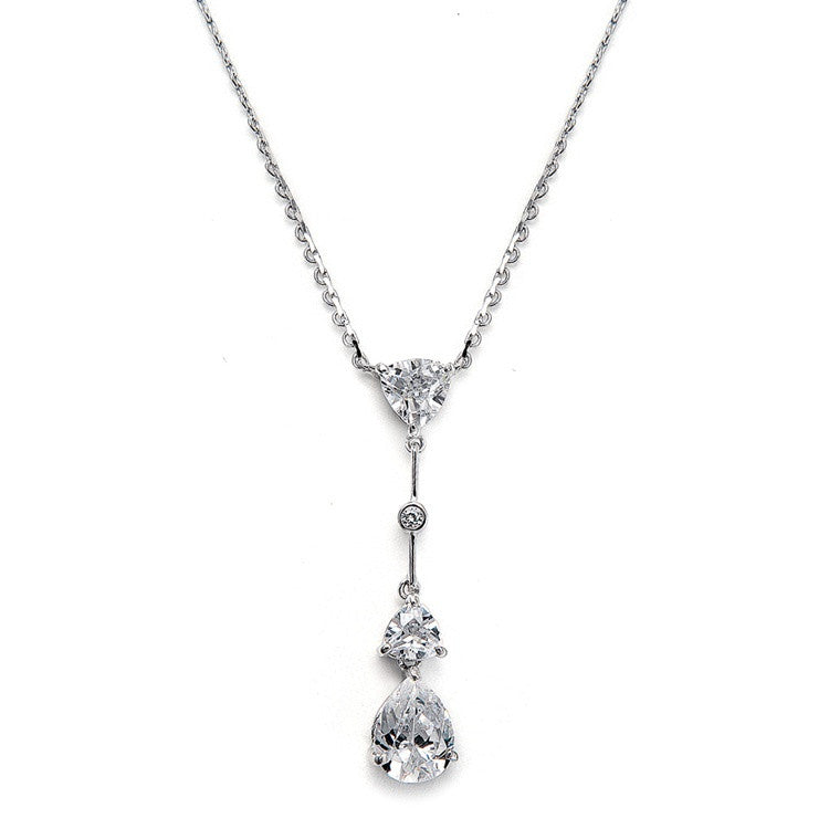 Radiant Pear Crystal Lariat Necklace