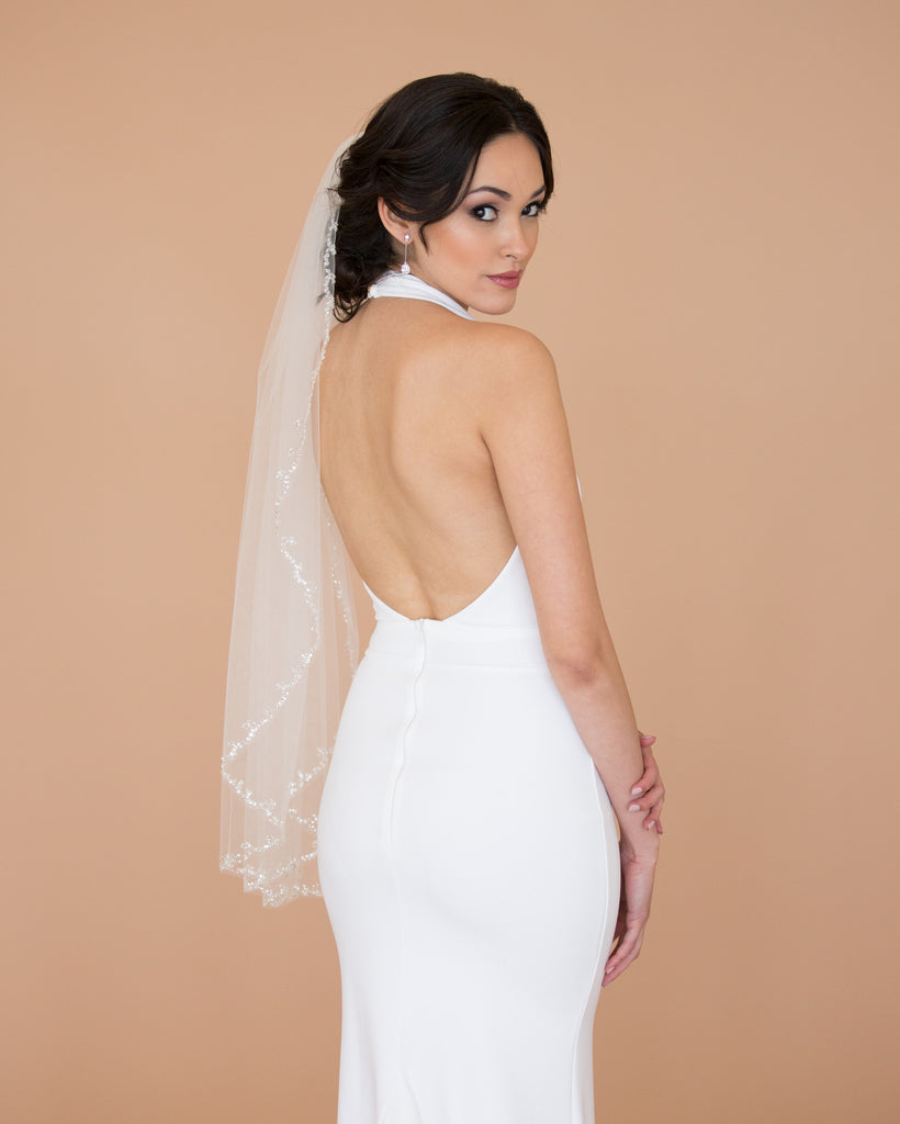 Beaded Edge Fingertip Veil