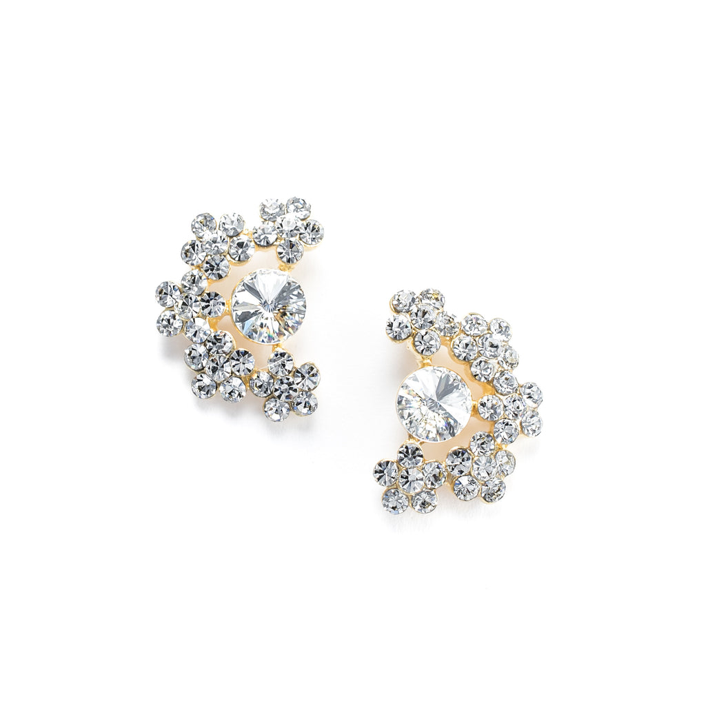 Half-Moon Floral Halo Stud Earrings