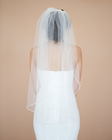 Silver Lace and Beaded Fingertip Veil