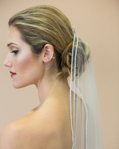 One Tier Sparkle and Pearl Veil