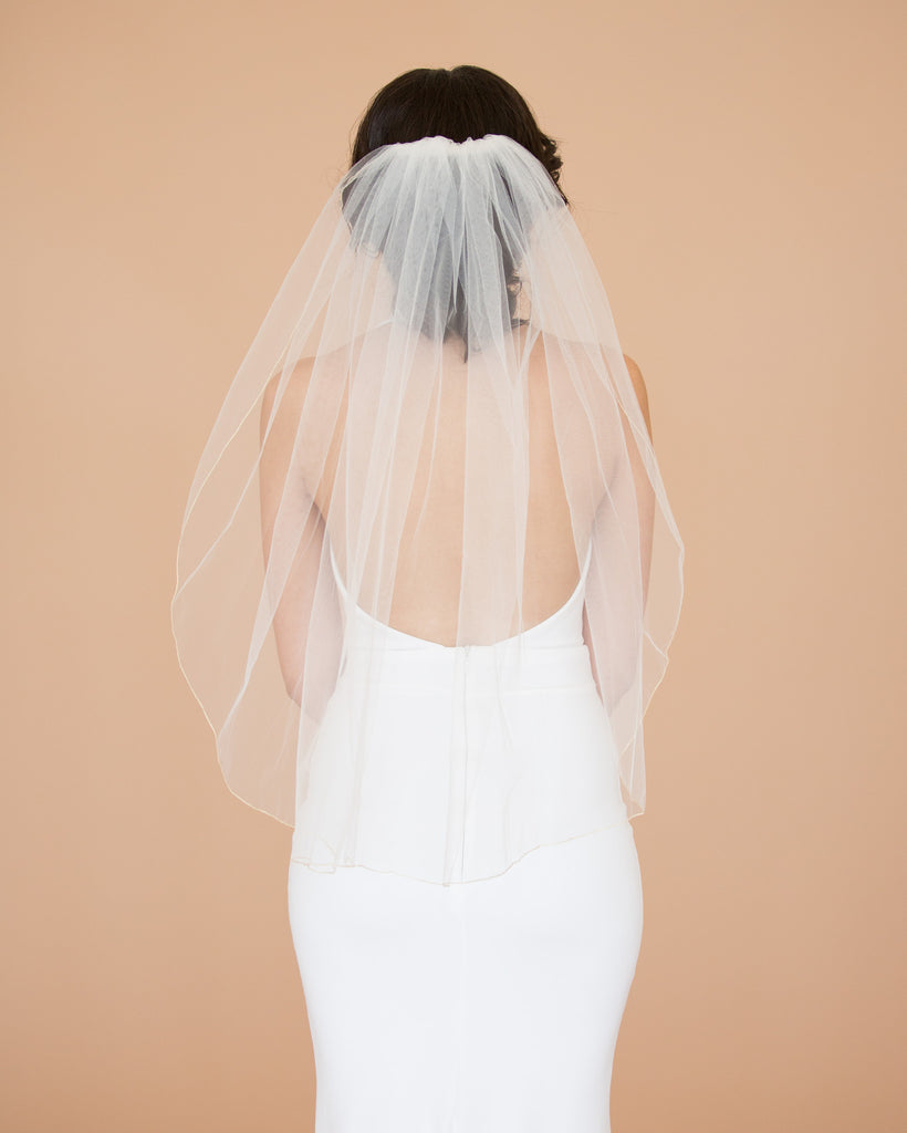 Gold Pencil Edge Elbow Length Veil