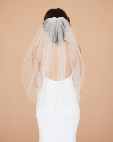 Fingertip Veil with Silver Pencil Edge