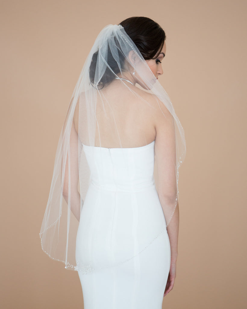 One Tier Veil with Beaded Edge