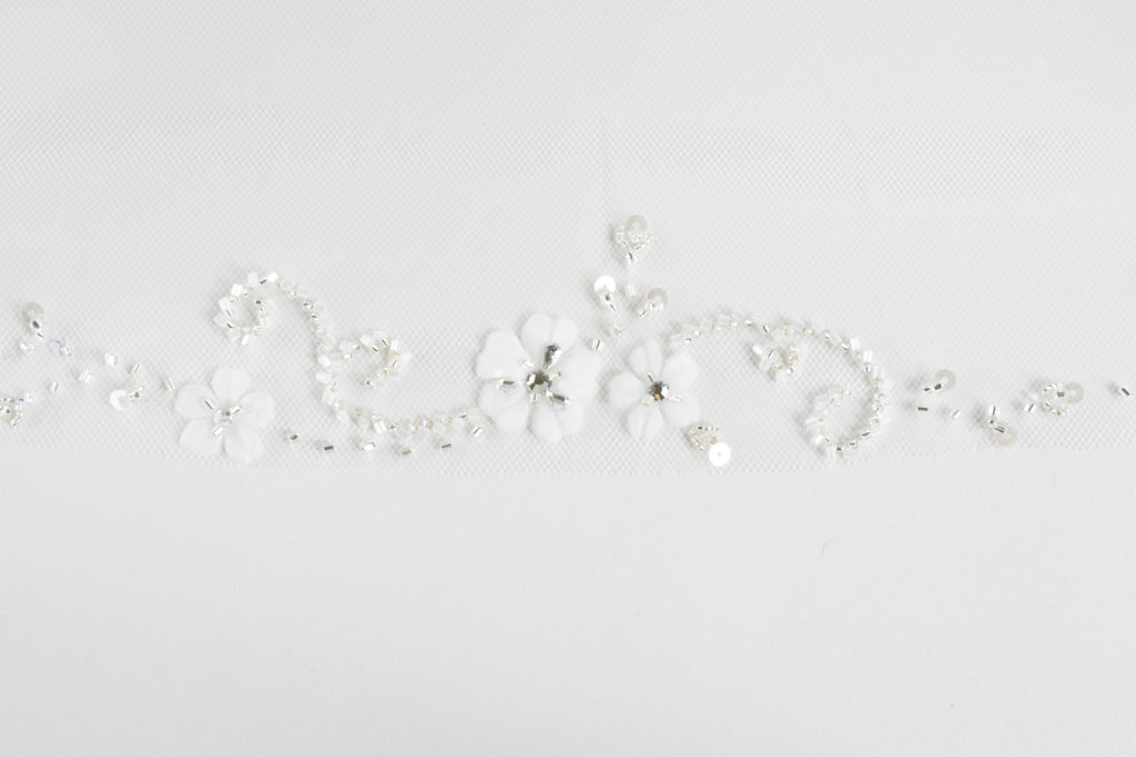 Beaded Edge Fingertip Wedding Veil