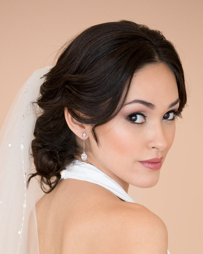 Silver Crystal Bridal Earrings