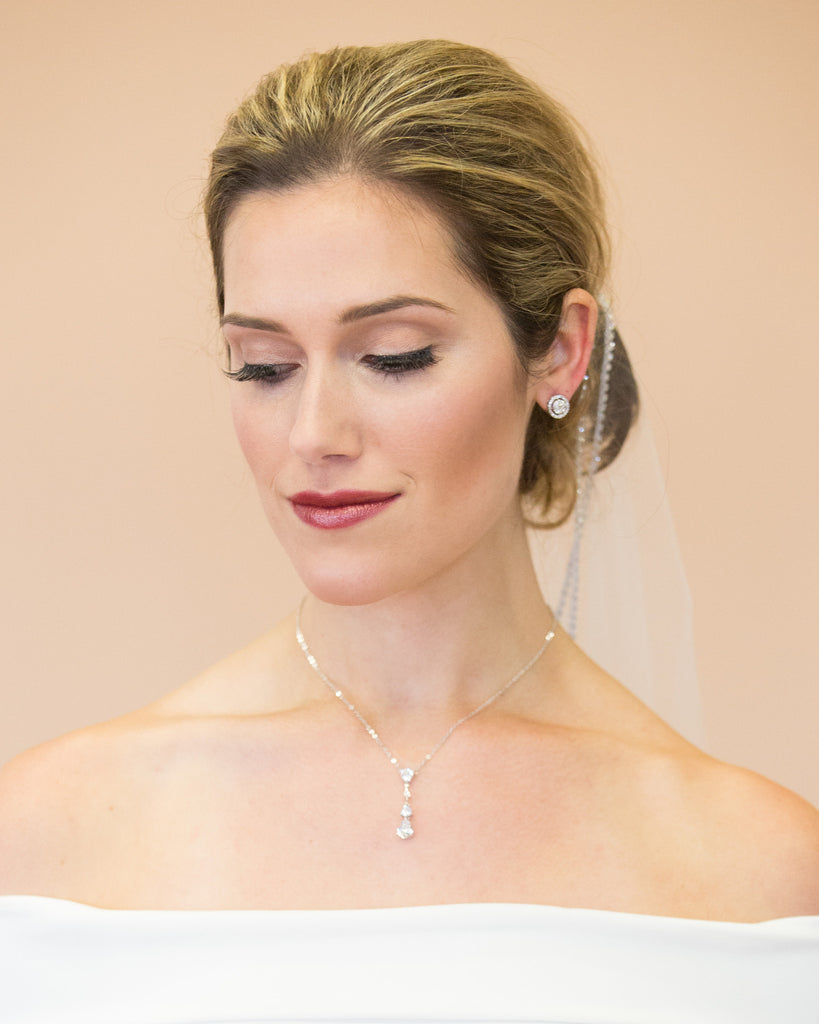 Radiant Pear Crystal Lariat Necklace