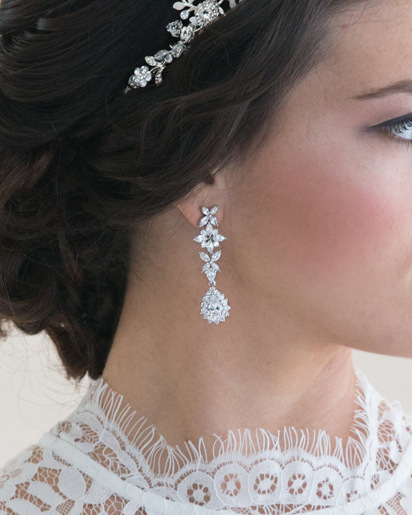 Silver Crystal Bridal Earrings