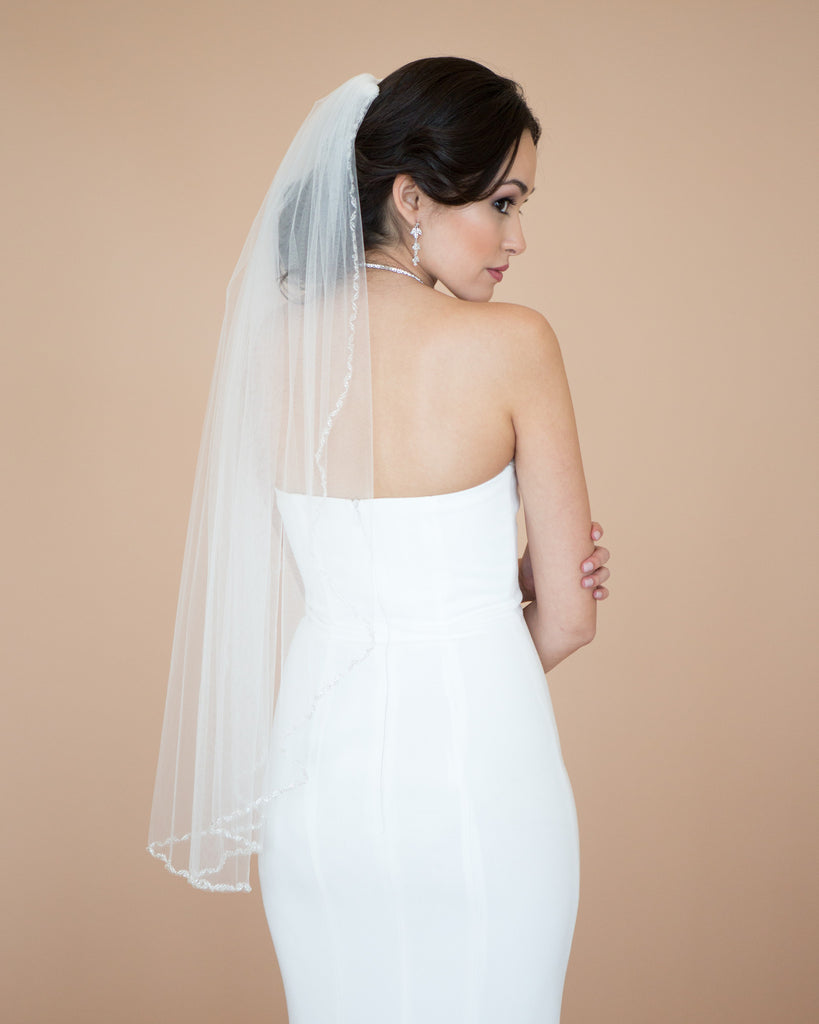 Zig Zag Beaded Edge Veil