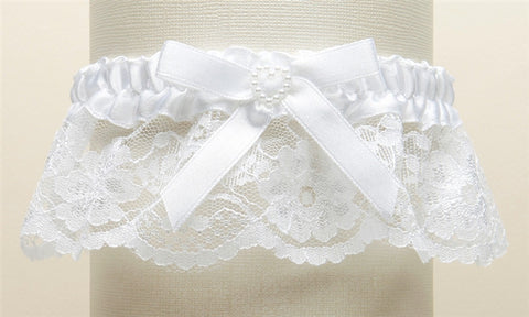 Organza Bridal Garter with Pearl and Chain Edging