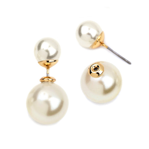 Double-Sided Pearl and Crystal Pave Stud Earrings