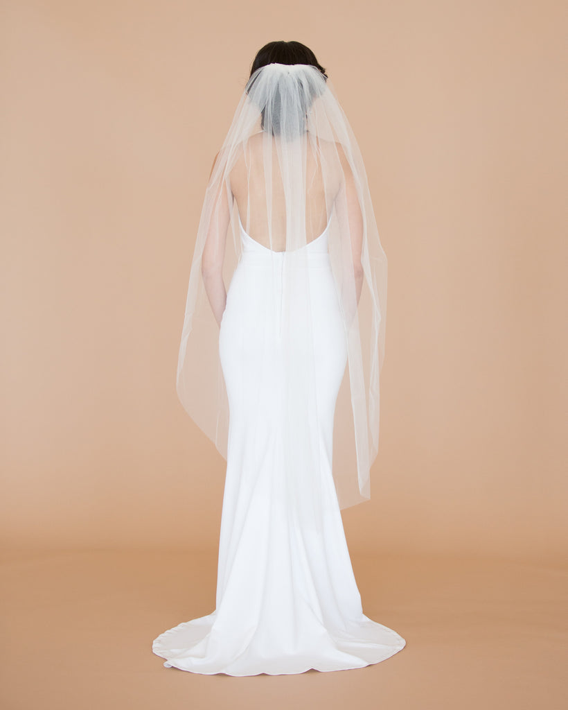 One Blushing Bride Waltz Length Wedding Veil, Raw Edge Ballet Bridal Veil, Simple Veil White / 50-53 Inches