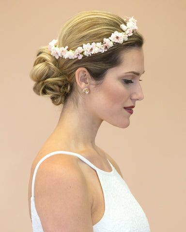 Light Gold Bridal Hair Chain with Floral Combs
